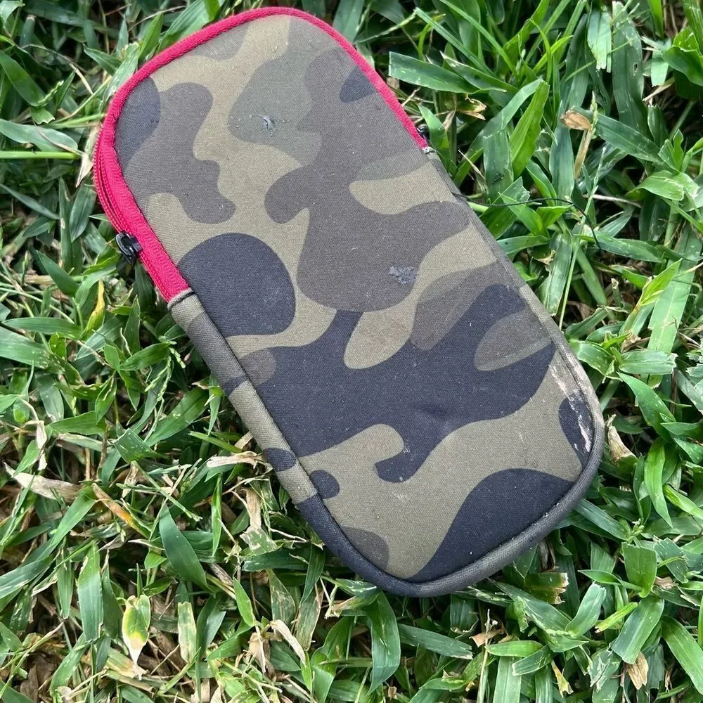 Neoprene Camo Eyeglass Case Soft Protective Small Pocket Inside Zipper Closure